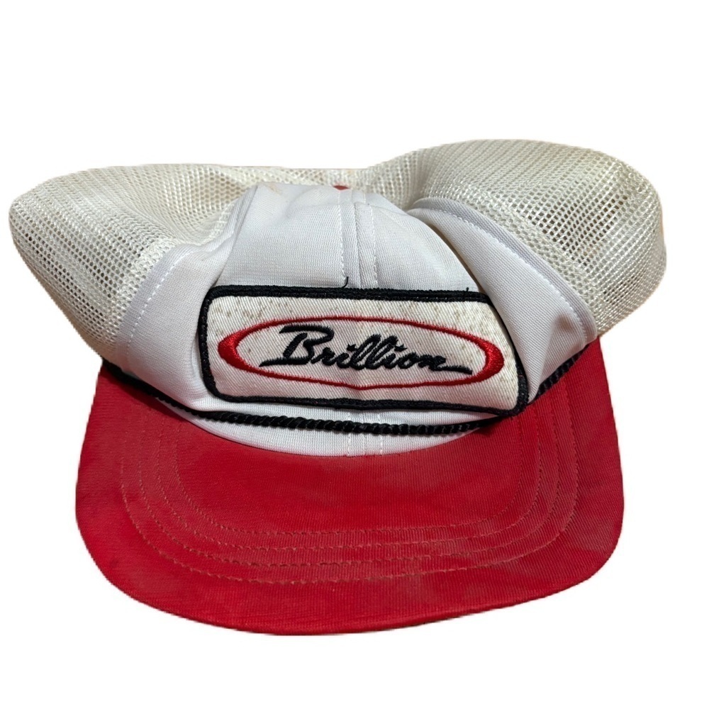 Vintage Brillion Farming Red Mesh Snapback Trucker Hat Made in USA Agriculture